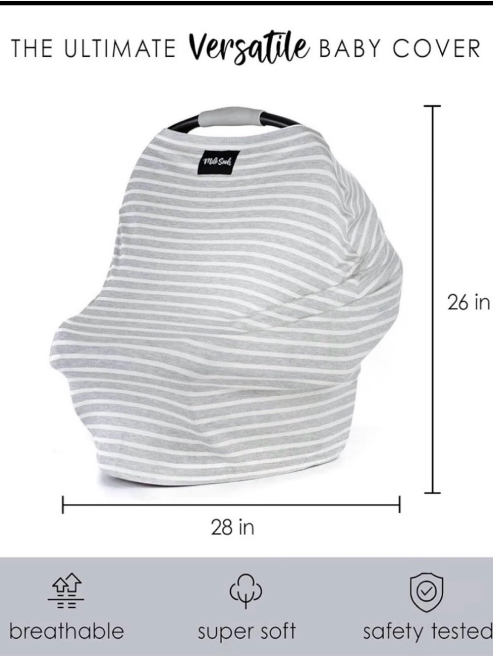 Multi-Use Milk Snob Heather GreyStripe Baby 5 in 1 Cover